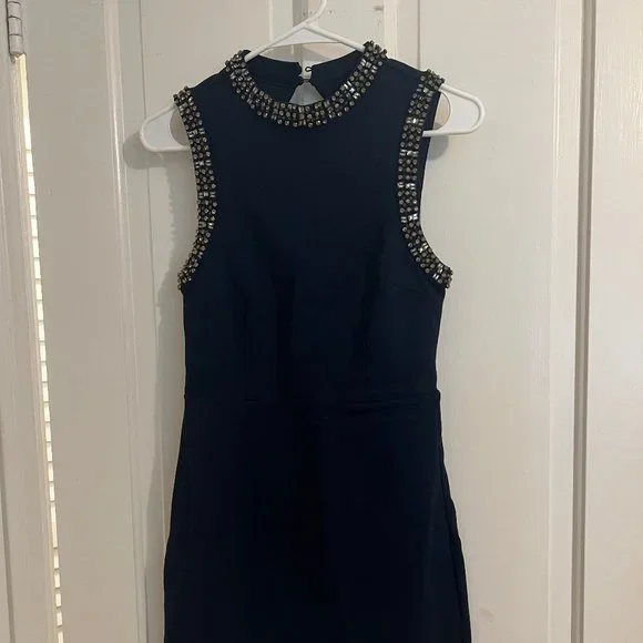 forever new navy blue dress Leonie Asym Beaded Dress Navy